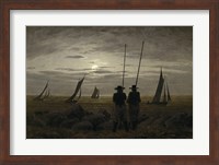 Moonlit Night on the Beach, with Fishermen Fine Art Print