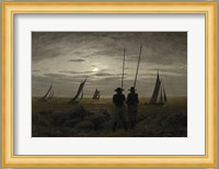 Moonlit Night on the Beach, with Fishermen Fine Art Print