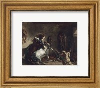 Arab Horses Fighting in a Stable, 1860 Fine Art Print