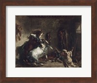 Arab Horses Fighting in a Stable, 1860 Fine Art Print