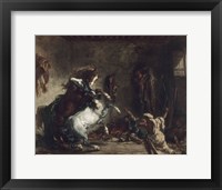 Arab Horses Fighting in a Stable, 1860 Fine Art Print