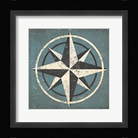Nautical Compass Blue Framed Print