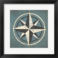 Nautical Compass Blue Framed Print