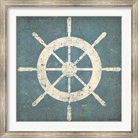 Nautical Shipwheel Blue Fine Art Print