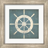 Nautical Shipwheel Blue Fine Art Print