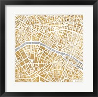 Gilded Paris Map Framed Print