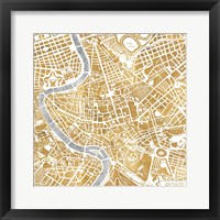 Gilded Rome Map Framed Print