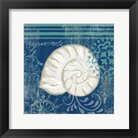 Navy Blue Spa Shells I Framed Print