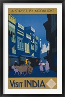 A Street by Moonlight - Visit India Framed Print
