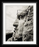 Workmen on Face of George Washington Framed Print