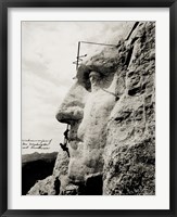 Workmen on Face of George Washington Framed Print