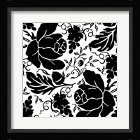 Grapes and Buds Black and White Framed Print