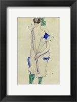 Standing Girl In Blue Dress And Green Stockings, 1913 Fine Art Print