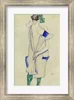 Standing Girl In Blue Dress And Green Stockings, 1913 Fine Art Print