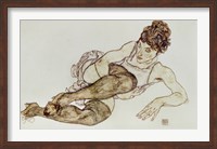 Reclining Woman With Black Stockings, 1917 Fine Art Print