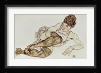 Reclining Woman With Black Stockings, 1917 Fine Art Print