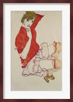 Wally In Red Blouse With Raised Knees, 1913 Fine Art Print