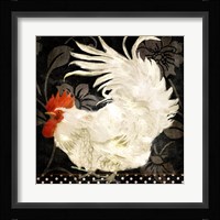 Rooster Damask I Framed Print
