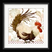 Rooster Damask II Framed Print