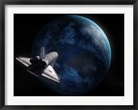 Space Shuttle Against Earth Fine Art Print