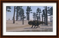Udanoceratops Walking Along Water Fine Art Print