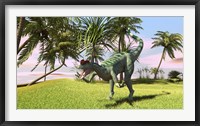 Dilophosaurus Hunting in a Field Framed Print