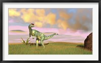 Dilophosaurus Hunting in an Open Field Framed Print