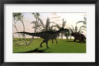 Monolophosaurus and a Einiosaurus Fine Art Print