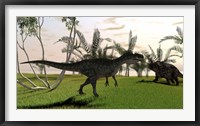 Monolophosaurus and a Einiosaurus Fine Art Print