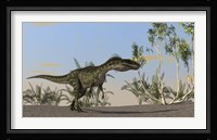 Monolophosaurus Walking in Desert Fine Art Print