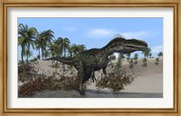 Monolophosaurus Walking in Water Fine Art Print