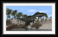 Monolophosaurus Walking in Water Fine Art Print