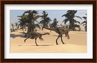 Two Gigantoraptors in Desert Landscape Fine Art Print
