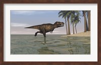 Tyrannosaurus Rex Hunting in Water Fine Art Print