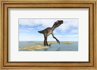 Utahraptor in Prehistoric Waters Fine Art Print
