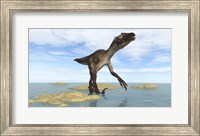 Utahraptor in Prehistoric Waters Fine Art Print