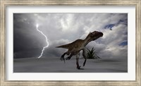 Utahraptor Running Across a Desert Fine Art Print