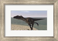 Utahraptor Running by Bay Fine Art Print