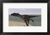 Utahraptor Running by Bay Fine Art Print