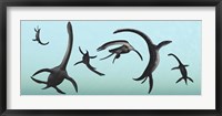 Plesiosaurs Gather Underwater Fine Art Print