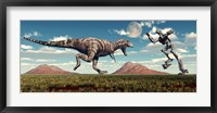 Tyrannosaurus Rex Battling Robot Fine Art Print