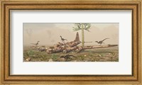 Velociraptors and a B-17 Fine Art Print