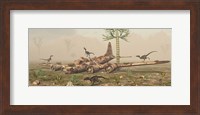 Velociraptors and a B-17 Fine Art Print