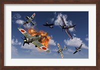 F4U Corsair and Japanese Nakajima Planes Fine Art Print