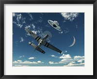 An American P-51 Mustang and UFO Fine Art Print