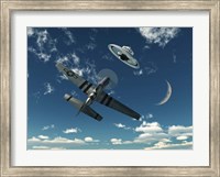 An American P-51 Mustang and UFO Fine Art Print