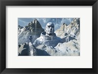 Lone Astronaut looking at Statue Fine Art Print