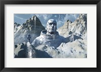 Lone Astronaut looking at Statue Fine Art Print