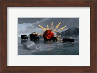 Military Vehicles with a Truck Exploding Fine Art Print