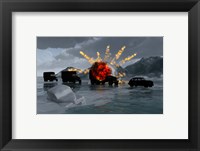 Military Vehicles with a Truck Exploding Fine Art Print
